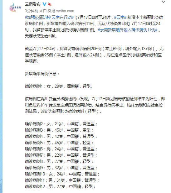 “云南新增本土确诊8例	” 云南新增本土确诊病 例12例？-第1张图片